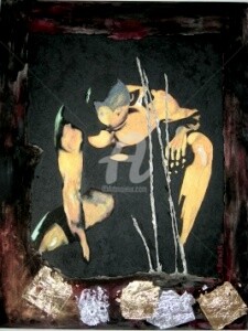 Painting titled "PARDON" by Vero Becker, Original Artwork, Oil Mounted on Wood Stretcher frame