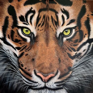 Malerei mit dem Titel "Tigre - Simba" von Véro Blaise, Original-Kunstwerk, Acryl Auf Keilrahmen aus Holz montiert