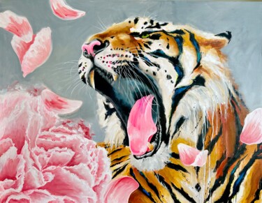 Pintura titulada "Tigre - Julia" por Véro Blaise, Obra de arte original, Oleo Montado en Bastidor de camilla de madera