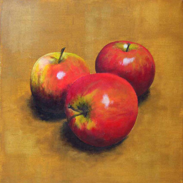 Painting titled "Pommes" by Véro Blaise, Original Artwork, Acrylic Mounted on Wood Stretcher frame