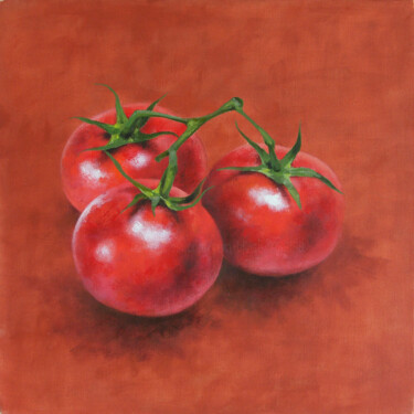 Painting titled "Tomates" by Véro Blaise, Original Artwork, Acrylic Mounted on Wood Stretcher frame