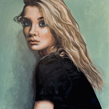 Картина под названием "Portrait - Agathe" - Véro Blaise, Подлинное произведение искусства, Акрил Установлен на Деревянная ра…