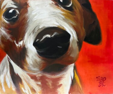 Painting titled "Chien - Cookie" by Véro Blaise, Original Artwork, Acrylic