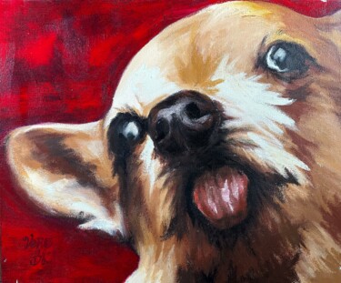 Painting titled "Chien - Maggy" by Véro Blaise, Original Artwork, Acrylic