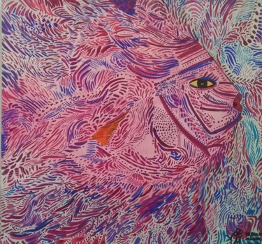 Peinture intitulée "Poisson rose" par Nikkidicola, Œuvre d'art originale, Gouache