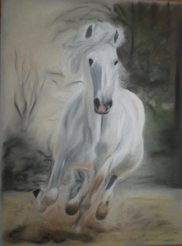 Peinture intitulée "pastel-cheval.jpg" par Véronique Faivre, Œuvre d'art originale, Pastel