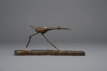 Skulptur mit dem Titel "Course en lignes" von Véro Lombard, Original-Kunstwerk, Holz