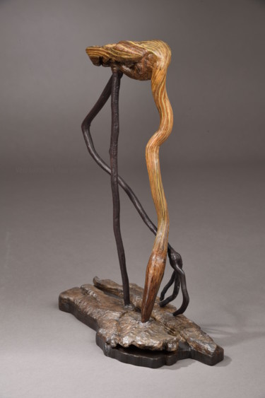 Sculpture titled "Un court instant" by Véro Lombard, Original Artwork, Wood