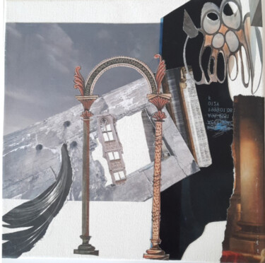 Κολάζ με τίτλο "Porte D" από Vero Masque, Αυθεντικά έργα τέχνης, Ακρυλικό Τοποθετήθηκε στο Ξύλινο φορείο σκελετό