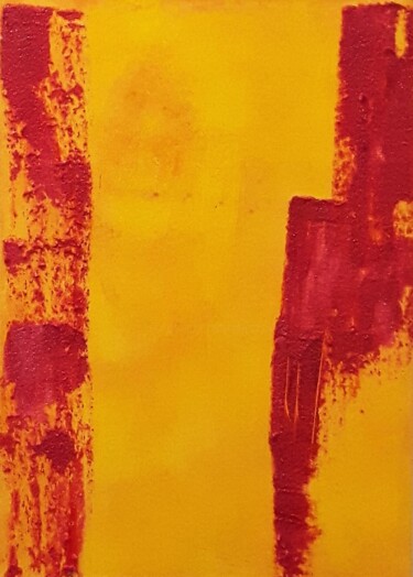 Peinture intitulée "Solo-jaune-rouge" par Véro Mazurek, Œuvre d'art originale, Acrylique