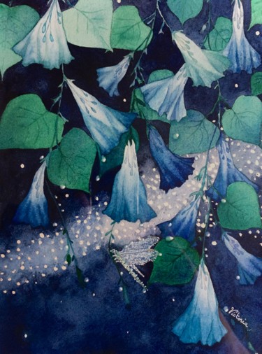 Malerei mit dem Titel "Fleurs d’étoiles" von Victoria, Original-Kunstwerk, Aquarell