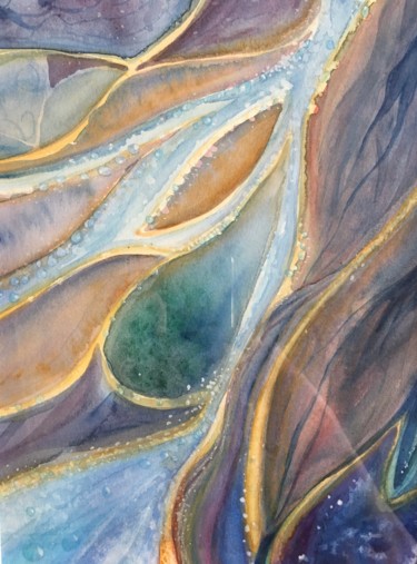 Peinture intitulée "Chemins d’Eau" par Victoria, Œuvre d'art originale, Aquarelle