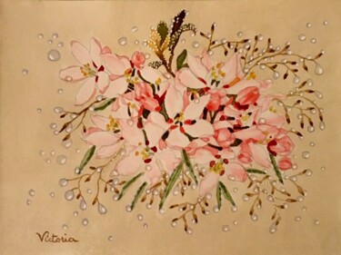 Peinture intitulée "Bouquet mariage" par Victoria, Œuvre d'art originale, Aquarelle