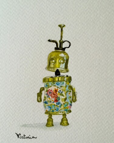 Pittura intitolato "Le petit robot Past…" da Victoria, Opera d'arte originale, Acquarello