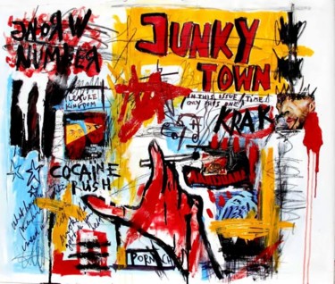 Peinture intitulée "JUNKY TOWN" par Vero Cristalli, Œuvre d'art originale