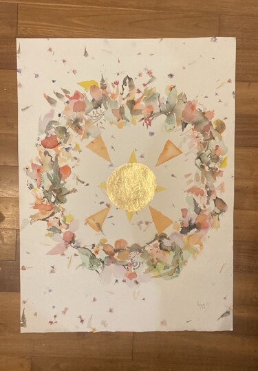 Рисунок под названием "couronne solaire" - Vérogoude, Подлинное произведение искусства, Акварель Установлен на Стекло