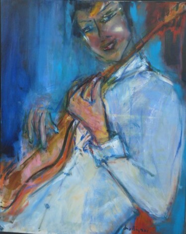 Картина под названием "Ta guitare comme un…" - Véronic Martignac, Подлинное произведение искусства, Акрил Установлен на Дере…