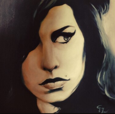 Painting titled "Amy, back to black" by Veronica Ciccarese, Original Artwork, Oil
