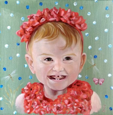Painting titled "Petite fille" by Veronica Ciccarese, Original Artwork, Oil