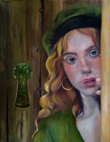 Картина под названием "The turning key" - Veronica Ciccarese, Подлинное произведение искусства, Масло
