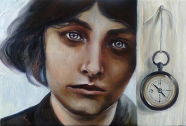 Schilderij getiteld "The compass" door Veronica Ciccarese, Origineel Kunstwerk, Olie