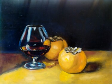 Schilderij getiteld "Cachi e vino" door Veronica Ciccarese, Origineel Kunstwerk, Olie