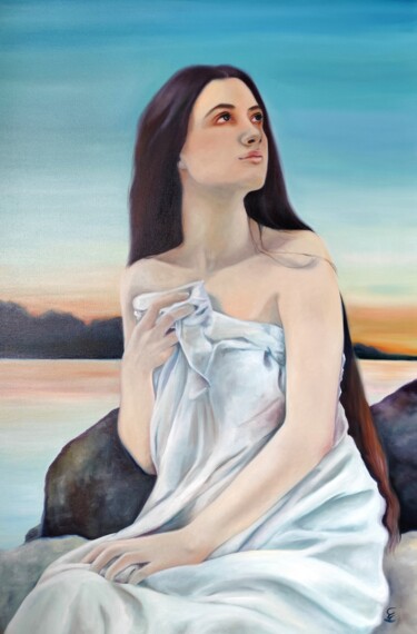Картина под названием "Blue skies  III" - Veronica Ciccarese, Подлинное произведение искусства, Масло
