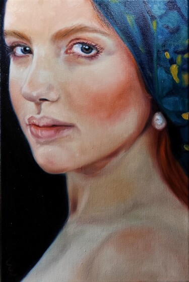 Schilderij getiteld "The Baroque Pearl" door Veronica Ciccarese, Origineel Kunstwerk, Olie