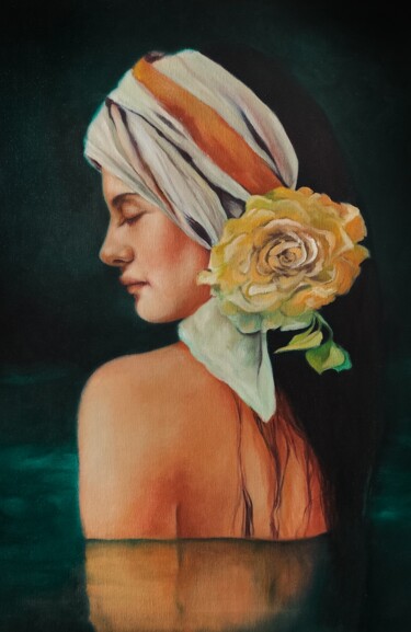 Peinture intitulée "Like a water flower" par Veronica Ciccarese, Œuvre d'art originale, Huile