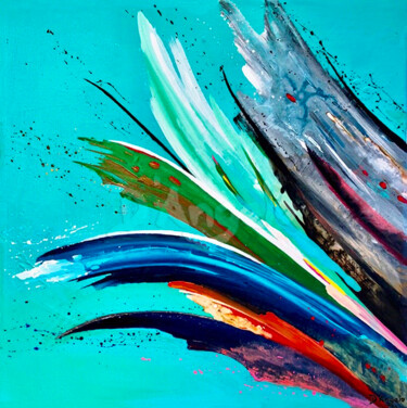 Painting titled "Feathers" by Veronica D´Angelo, Original Artwork, Pigments Mounted on Wood Stretcher frame