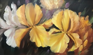 Картина под названием "Irises" - Veronica Nicholskaya, Подлинное произведение искусства, Масло