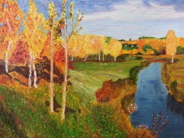 Картина под названием "Golden autumn" - Veronica Nicholskaya, Подлинное произведение искусства, Масло