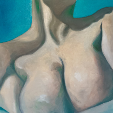 Painting titled "“Nude” 60x60" by Veronica Rondine, Original Artwork, Oil Mounted on Wood Stretcher frame