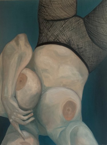 Pittura intitolato "“Woman in stocking”…" da Veronica Rondine, Opera d'arte originale, Olio Montato su Telaio per barella in…