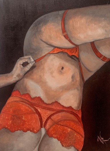 Картина под названием "“Lady’s in lingerie…" - Veronica Rondine, Подлинное произведение искусства, Масло Установлен на картон