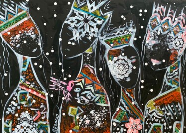 Malarstwo zatytułowany „Friends 80” autorstwa Veronica Vilsan, Oryginalna praca, Akryl Zamontowany na Drewniana rama noszy