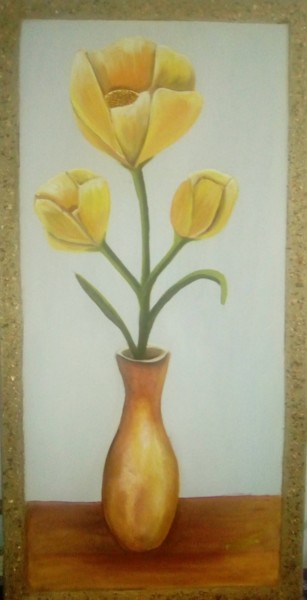 Pintura titulada "Flores en jarrón" por Verónica González, Obra de arte original, Oleo