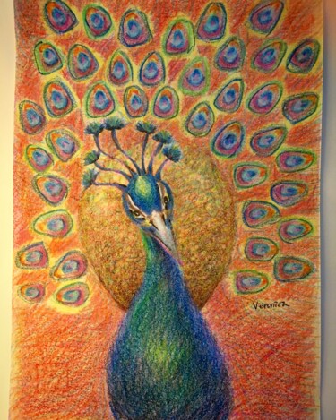 Painting titled "Peacock from the sun" by Vsy, Original Artwork, Other