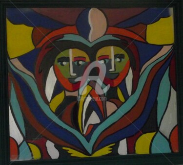 Peinture intitulée "mes-jumelle-acryliq…" par Véronik, Œuvre d'art originale