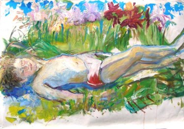 Картина под названием "Пух в цветах" - Мастерская Веры Крутилиной, Подлинное произведение искусства