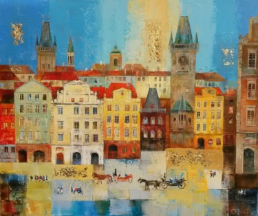 Painting titled "Blue Sky. Prague" by Veronika Benoni, Original Artwork, Acrylic