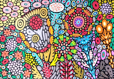 Circles n.8 - Magical Floral Meadow Painting titled "Circles n.8 - Magic…" by Veronika Demenko, Original Art, Gel pen