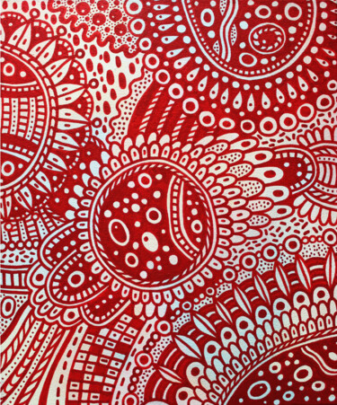 Red Flowers Painting titled "Red Flowers" by Veronika Demenko, Original Art, Acrylic