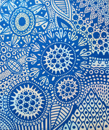 Blue Flowers Painting titled "Blue Flowers" by Veronika Demenko, Original Art, Acrylic