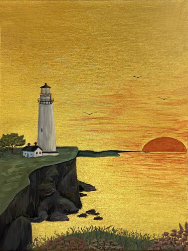 Картина под названием "The lighthouse" - Veronika Izmailova, Подлинное произведение искусства, Акрил