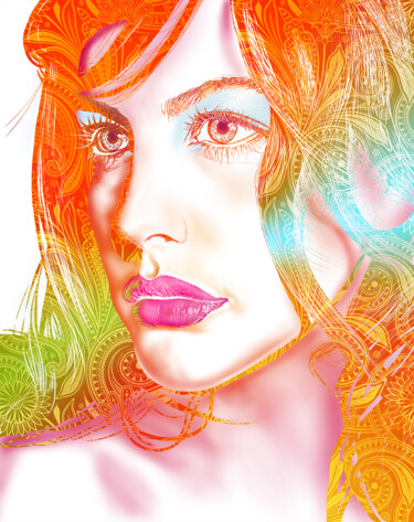 Digital Arts titled "Spring Portrait" by Veronika K, Original Artwork, Digital Painting