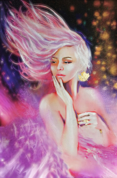 Картина под названием ""Cosmic vibrations"" - Veronika Kunavina, Подлинное произведение искусства, Акрил Установлен на Дерев…