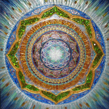 Картина под названием "Янтарная Мандала  р…" - Veronika Suvorova, Подлинное произведение искусства, Акрил