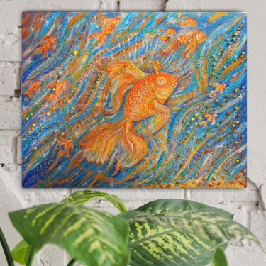 Картина под названием "Золотая рыбка" - Veronika Suvorova, Подлинное произведение искусства, Акрил