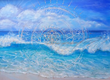 「Лазурный океан с ма…」というタイトルの絵画 Veronika Suvorovaによって, オリジナルのアートワーク, オイル